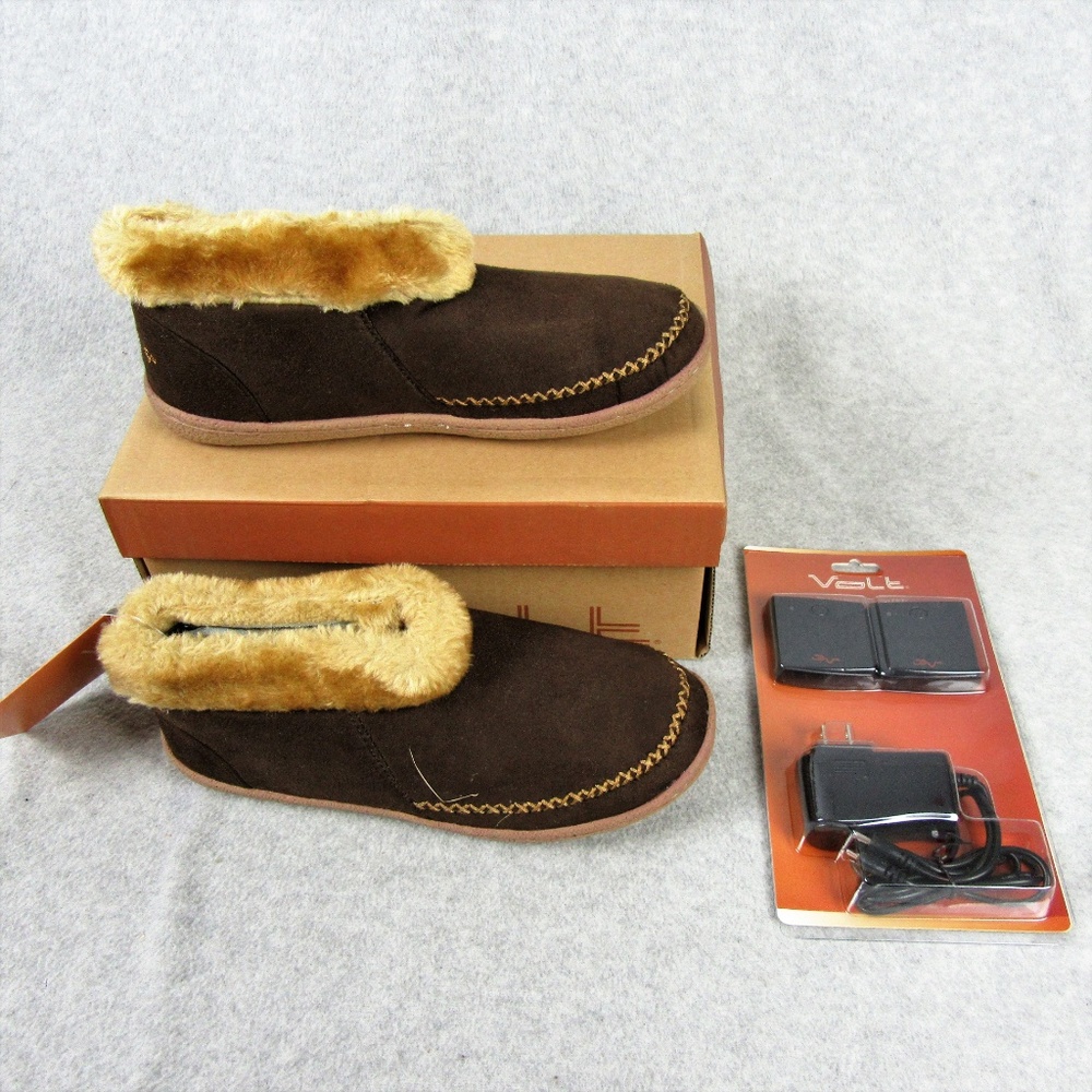 Mens Womens Smart Heated Slippers Brown